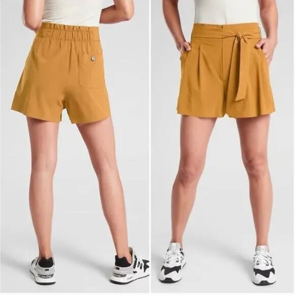 Athleta Skyline ii Shorts Active Quick Dry Athleisure Short Tuscan Gold Size 4 - Picture 1 of 6